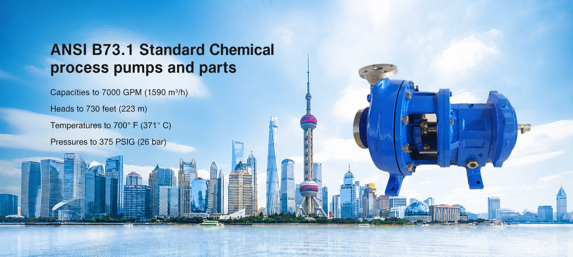 ANSI B73.1 chemical process pump for industrial applications