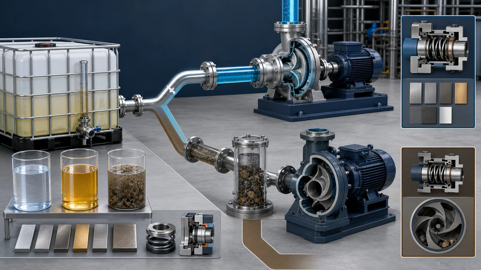 Comparison of a chemical process pump and a solids-handling wastewater pump