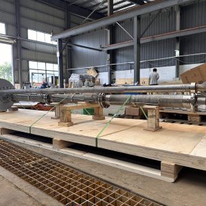 YSM G171 vertical sump pump, Goulds 3171 replacement, full length on the shop floor before crating