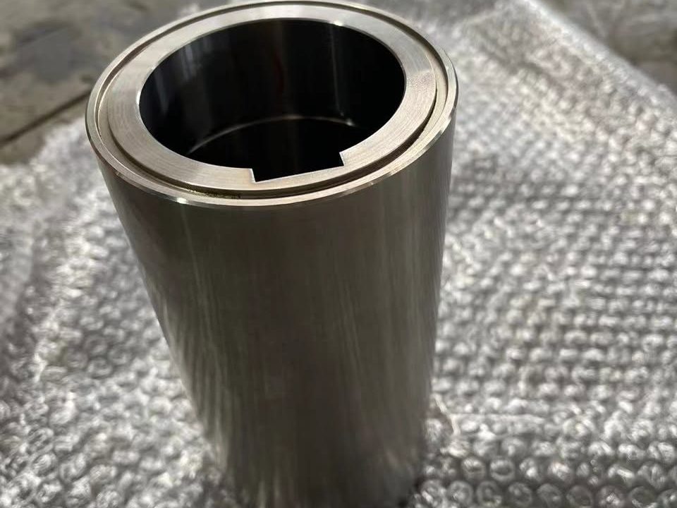 Titanium shaft sleeve machined by YSM, with its drive keyway